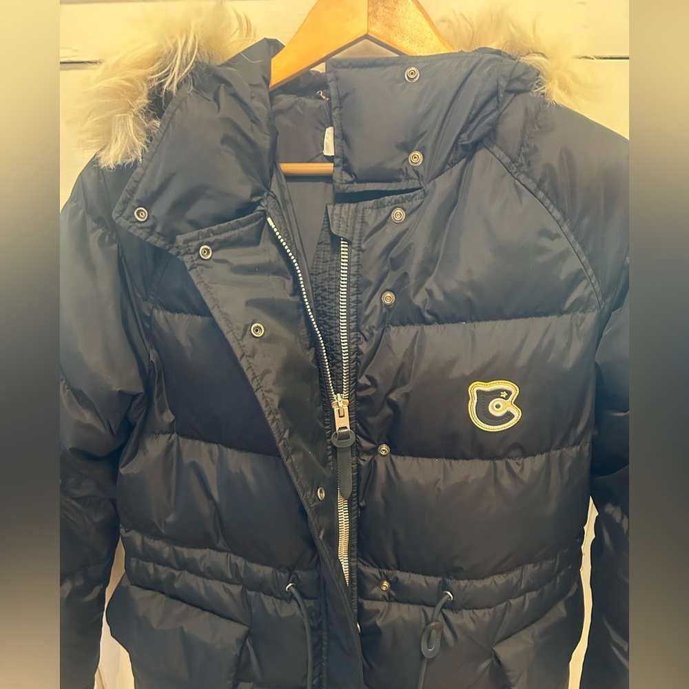 COACH Black Puffer Coat with Fur Trim - Picture 6 of 6